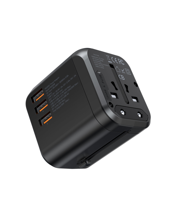 Choetech Fast Universal GaN USB Travel Charger Type C | 3 x USB-A 30W Power Delivery Black (PD5008-BK)