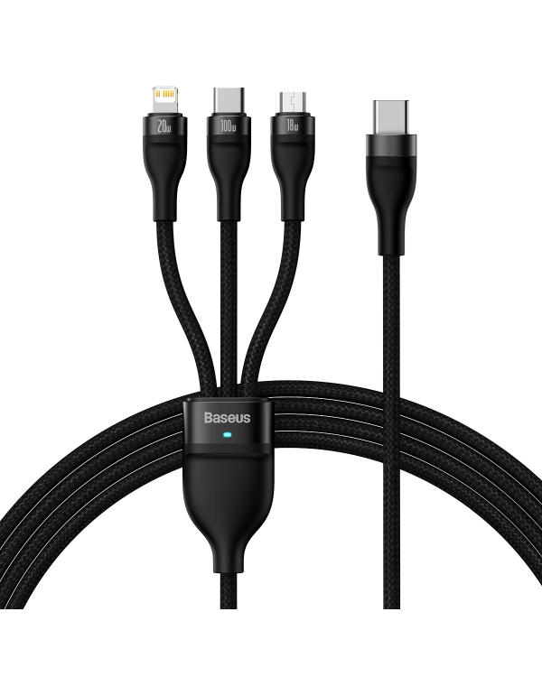 Baseus Flash Series II USB Type C | USB Type A cable - USB Type C | Lightning | micro USB 100 W 1.5 m black (CASS030201)