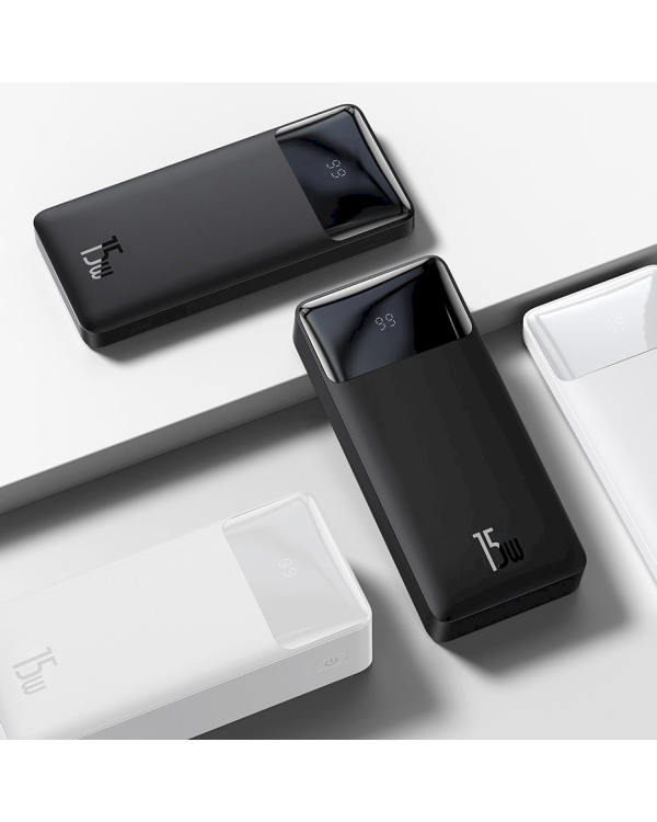 Повербанк Baseus PPDML-J02 Bipow 20000mAh 20W / 2x USB / USB Type C / micro USB / белый