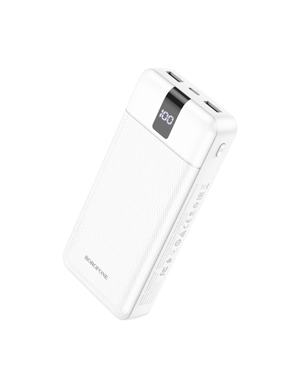 Borofone Power Bank 20000mAh BJ20A Mobile - 2xUSB - with 3 in 1 Micro USB, Type C, Lightning cable white