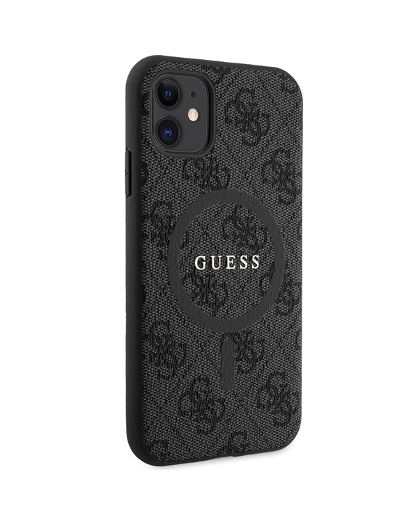 Guess GUHMN61G4GFRK iPhone 11 6.1" | Xr black|black hardcase 4G Collection Leather Metal Logo MagSafe
