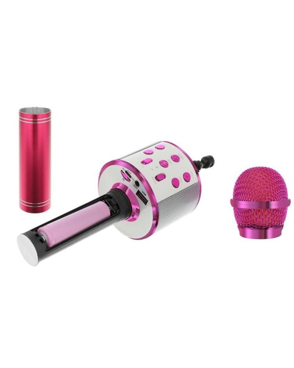 Goodbuy микрофон для караоке со встроенным динамиком bluetooth / 3 Вт / aux / голосовой модулятор / USB / Micro SD розовый