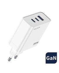 Dux Ducis C90 GaN fast wall charger 65W USB / 2x USB Type C Quick Charge 3.0 Power Delivery FCP AFC (gallium nitride) white 