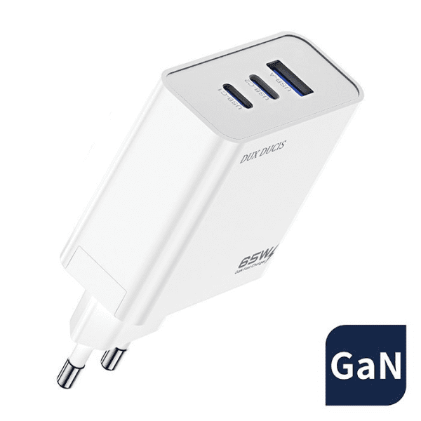 Dux Ducis C90 GaN fast wall charger 65W USB / 2x USB Type C Quick Charge 3.0 Power Delivery FCP AFC (gallium nitride) white 