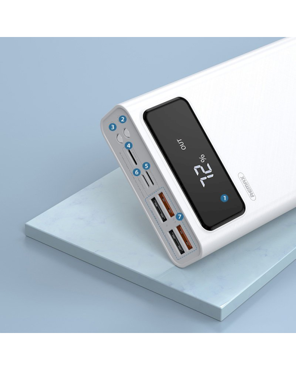 Remax RPP-112 Портативный аккумулятор 30000 mAh / 2.1A / 4 x USB Белый