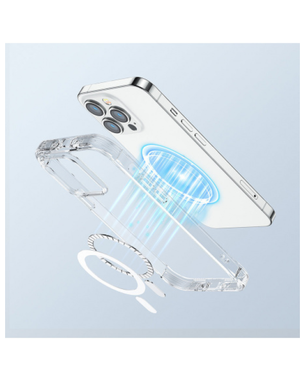 Joyroom JR-14H5 transparent magnetic defender case for Apple iPhone 14 6.1 " with hooks stand (MagSafe Compatible)