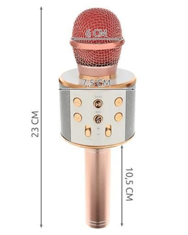 Goodbuy микрофон для караоке со встроенным динамиком bluetooth / 3 Вт / aux / голосовой модулятор / USB / Micro SD светло-розовый