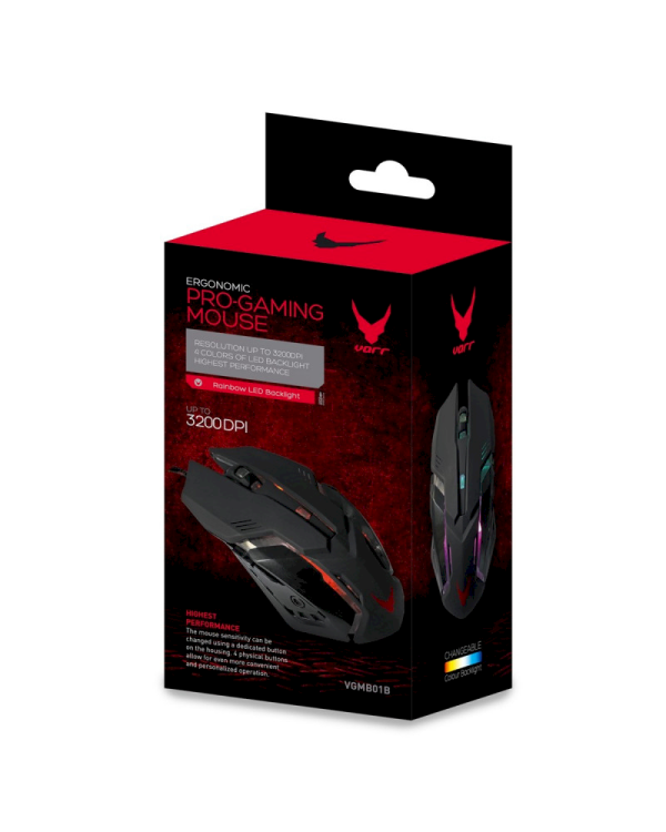Игровая мышь Varr VGMB01B LED / 1200-3200 DPI / USB / черная