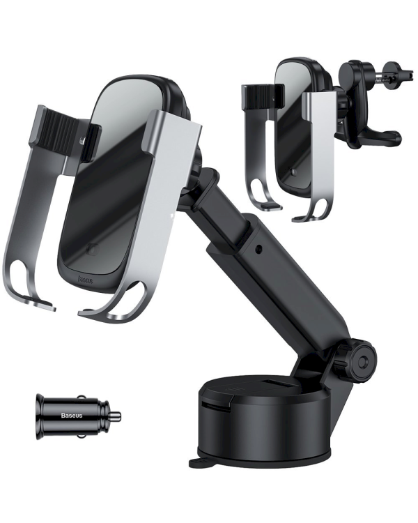 Baseus inAuto WXHW01-B01 Держатель для устройств 10W / QI / 2A /  Sensor Серебряный