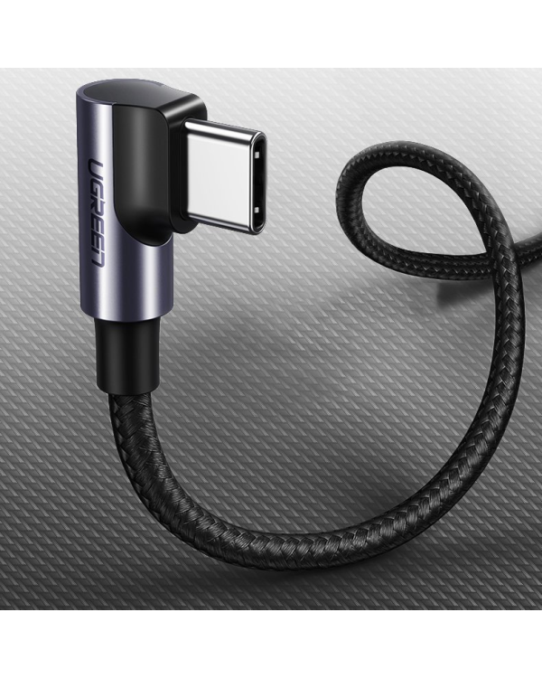 Ugreen angled cable USB Type C - USB Type C Power Delivery 60 W 20 V 3 A 1 m black-gray cable (US255 50123)