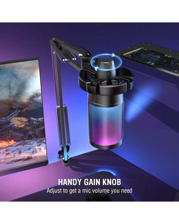 Микрофон Fifine AmpliGame A6T RGB для игр | подкасты | потоки | штатив | черный