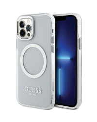Guess GUHMP12MHTRMS iPhone 12|12 Pro 6.1" |Серебристый жесткий чехол Metal Outline Magsafe