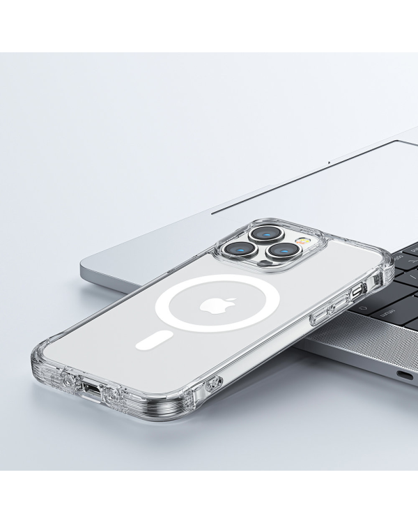 Joyroom JR-14H5 transparent magnetic defender case for Apple iPhone 14 6.1 " with hooks stand (MagSafe Compatible)