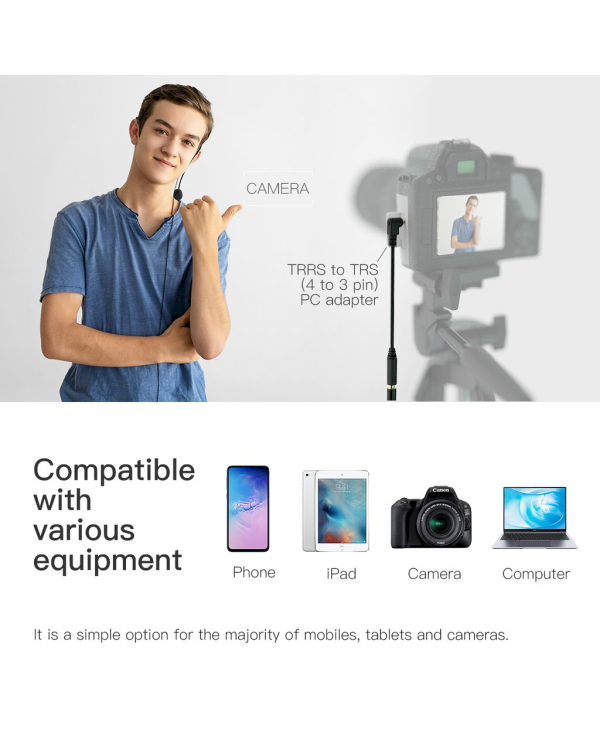 Петличный микрофон Fifine C1 для блогов / подкастов / стримов / телефонов / ПК черный