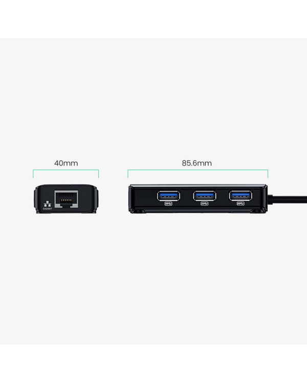 Ugreen 20265 USB-A | RJ45 1000 Mbps HUB 3x USB 3.0 сетевой адаптер - черный