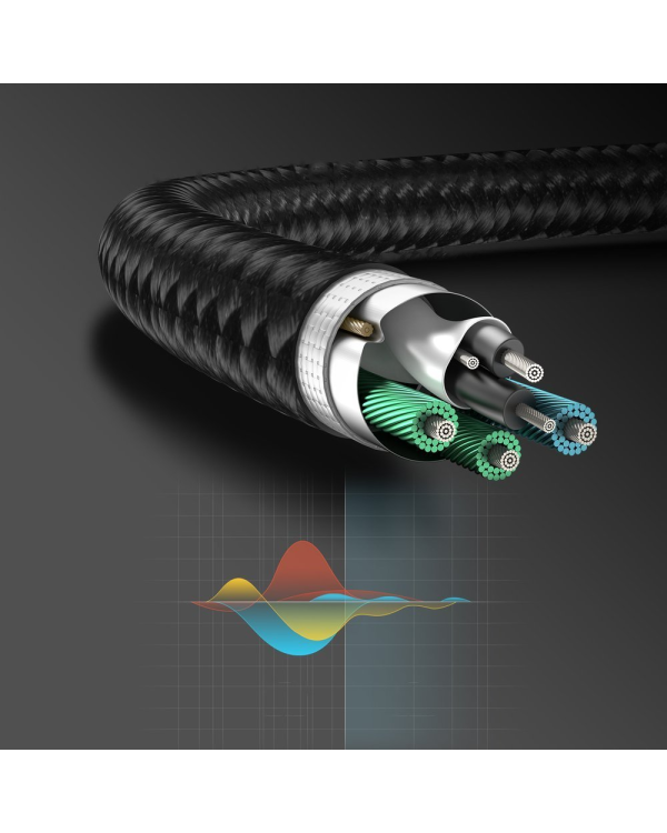 Joyroom AUX splitter audio cable 3,5 mm mini jack (female) - 2x 3,5 mm mini jack (male - microfon and headphones) 0,2m black (SY-A05)