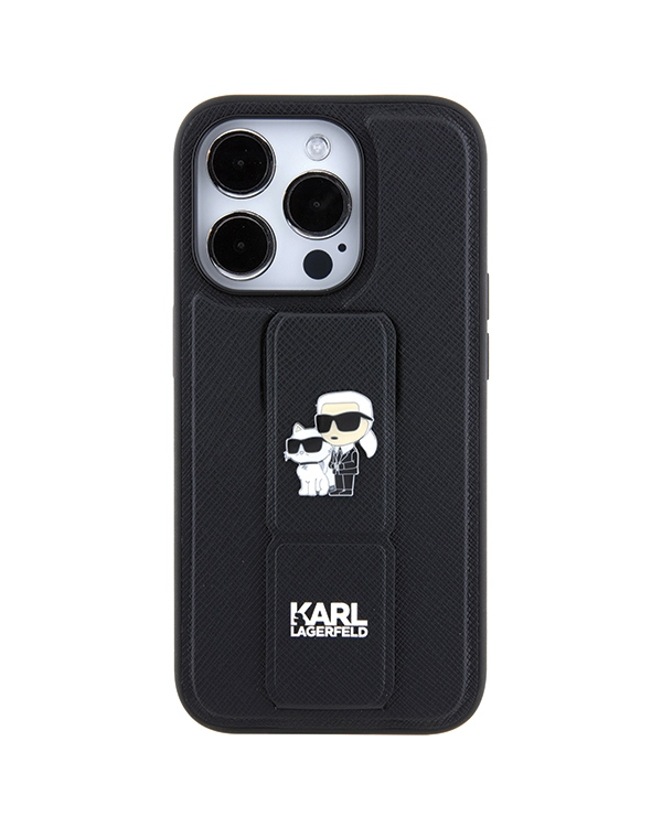 Karl Lagerfeld KLHCP13LGSAKCPK iPhone 13 Pro | 13 6.1" черный жесткий чехол Gripstand Saffiano Karl&Choupette Булавки
