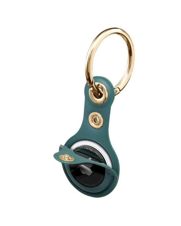 Spigen Cyrill кожаный брелок для Apple AirTag с кольцом для ключей зеленый