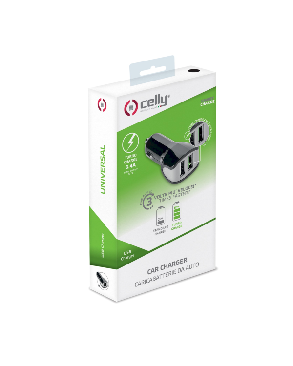 Celly Dual Fast Charge Премиум Автомобильная Зарядка 12 / 24V / 3.4A Черная