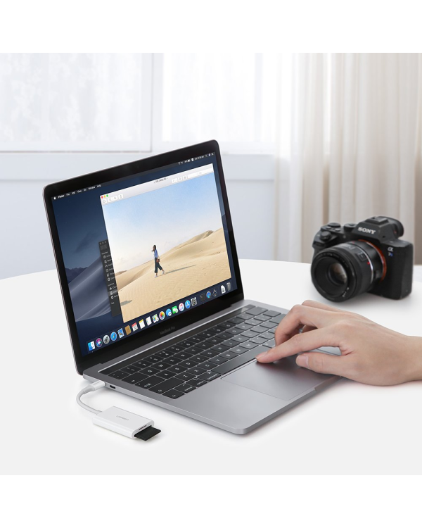 Ugreen memory card reader OTG SD 4.0 | micro SD (TF) 4.0 (UHS-II, UHS-2 - 280 MBps) to USB Type C 3.2 Gen 1 white (CM265 60724)