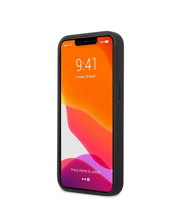 MEHCP13SMBLBK Mercedes Genuine Leather Meshed Hard Case for iPhone 13 Mini Black