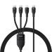Baseus Flash Series 3 3in1 cable 100W USB-C - USB-C+USB-C+ Lightning 1.5m + 3 x 0.25 m - black