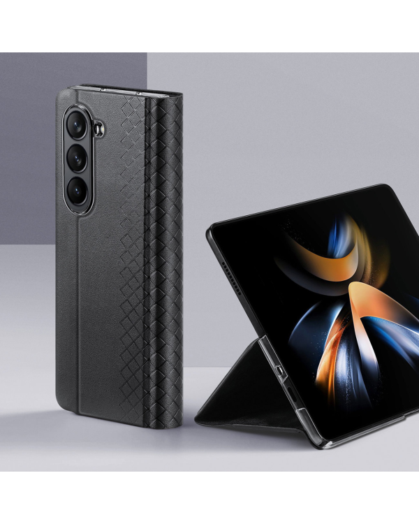 Dux Ducis Bril Leather Flip Wallet Case for Samsung Galaxy Z Fold5 5G - Черный