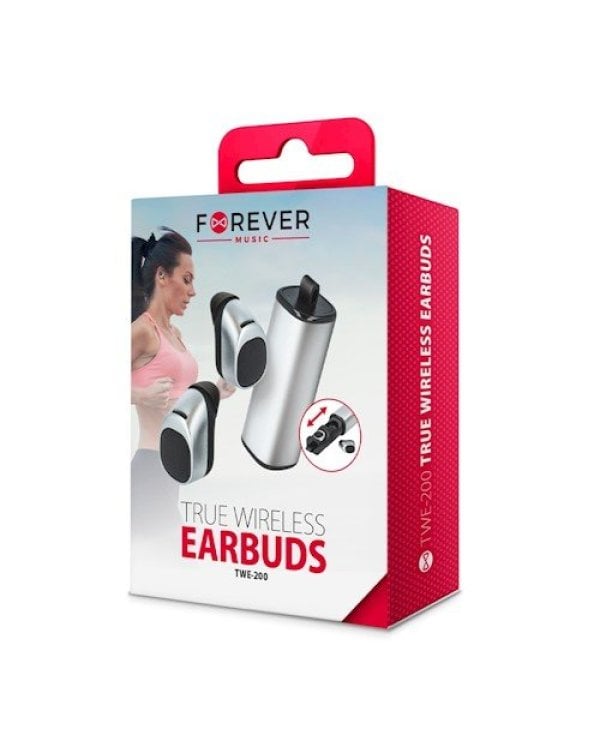 Forever TWE-200 Премиум Bluetooth 4.1 Airbuds Беспроводные Наушники C с зарядным устройствоm Серебряный