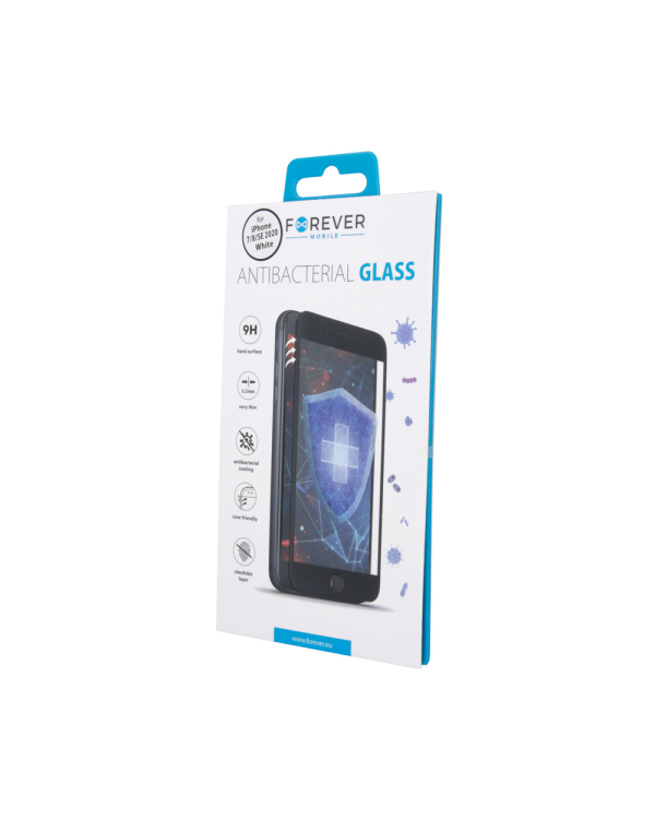 Forever tempered glass Antibacterial for iPhone 7 / 8 / SE 2020 / SE 2022 black frame