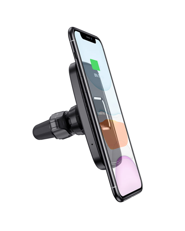 Автомобильный держатель Borofone BH35 с беспроводной зарядкой QI 15W / USB-C / черный