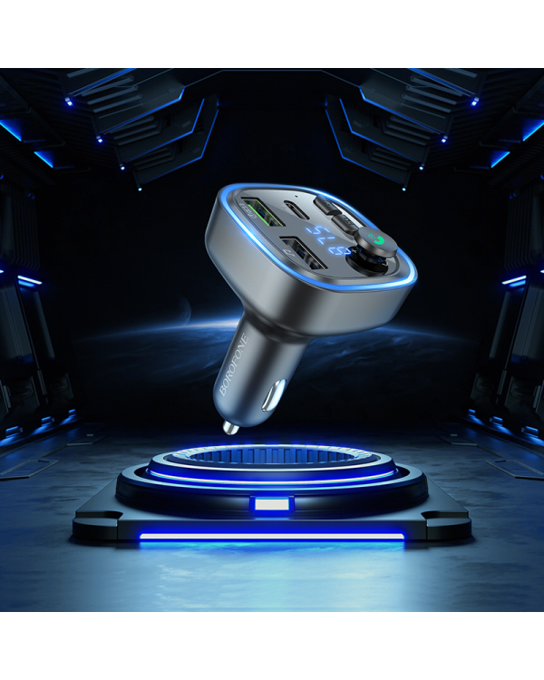 Borofone Трансмиттер FM BC48 Broad MP3, Bluetooth - 2xUSB + Type C - QC 3.0 18W черный (повреждена упаковка)