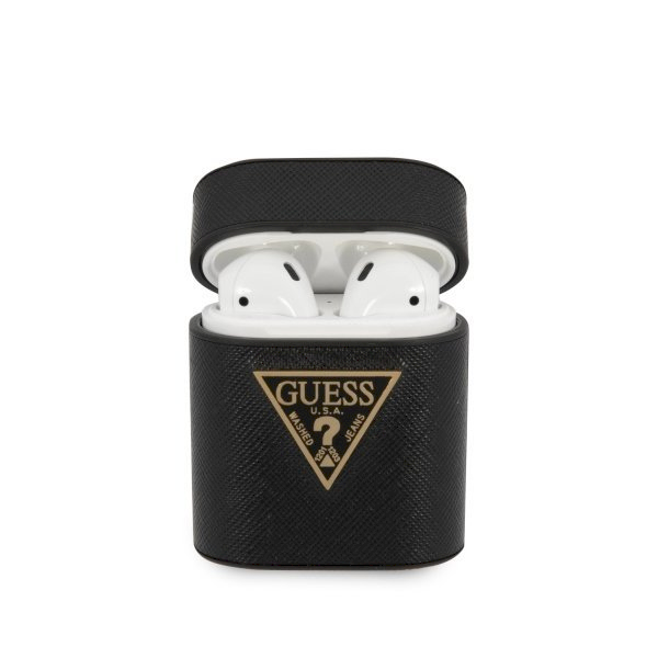 Guess GUACA2VSATMLBK Saffiano Силиконовый чехол для наушников Apple Airpods 1 / 2 Черный