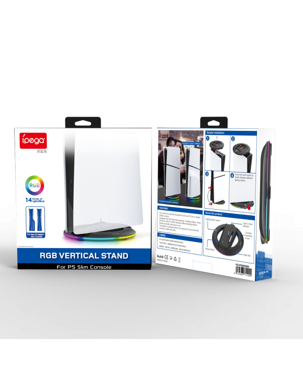 Вертикальная подставка iPega P5S025S с RGB для PS5 Slim черная