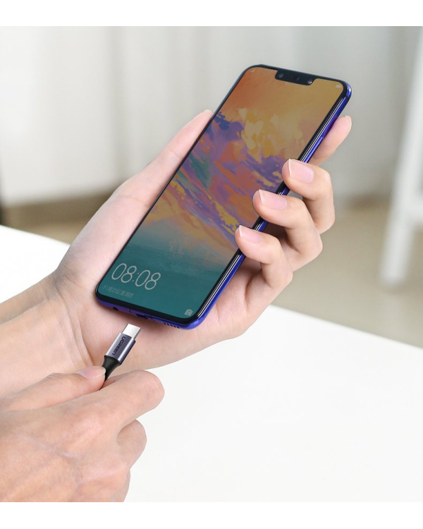 Ugreen angled cable USB Type C - USB Type C Power Delivery 60 W 20 V 3 A 1 m black-gray cable (US255 50123)