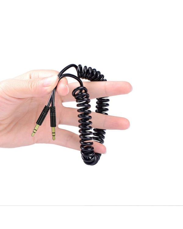 Dudao long extensible AUX mini jack 3.5mm cable spring ~ 170cm black (L12 black)