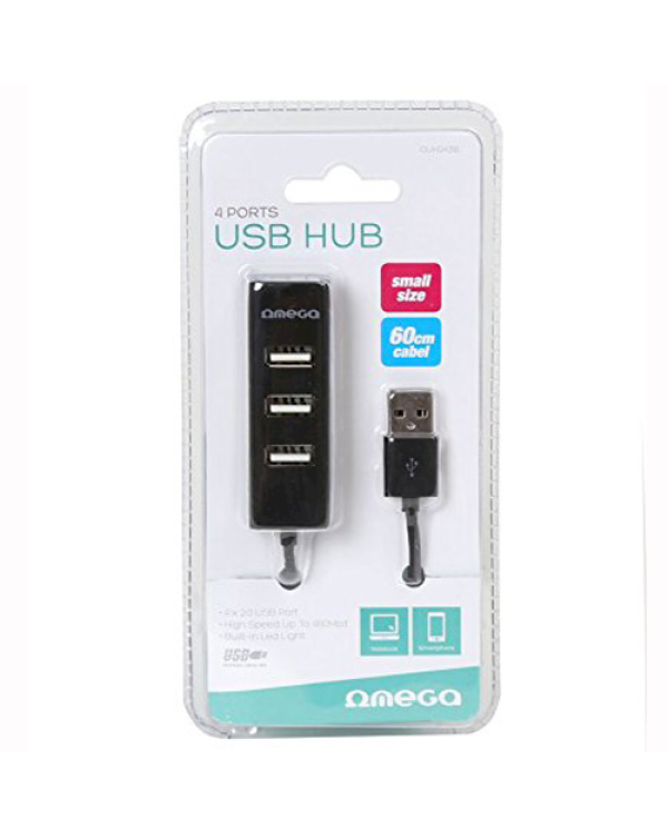 Omega OUH243B Хаб 1 x 4 USB Разделитель Черный