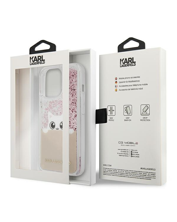 Karl Lagerfeld KLHCP13XPABGNU iPhone 13 Pro Max 6,7" różowy|pink hardcase PEEK A BOO Liquid Glitter