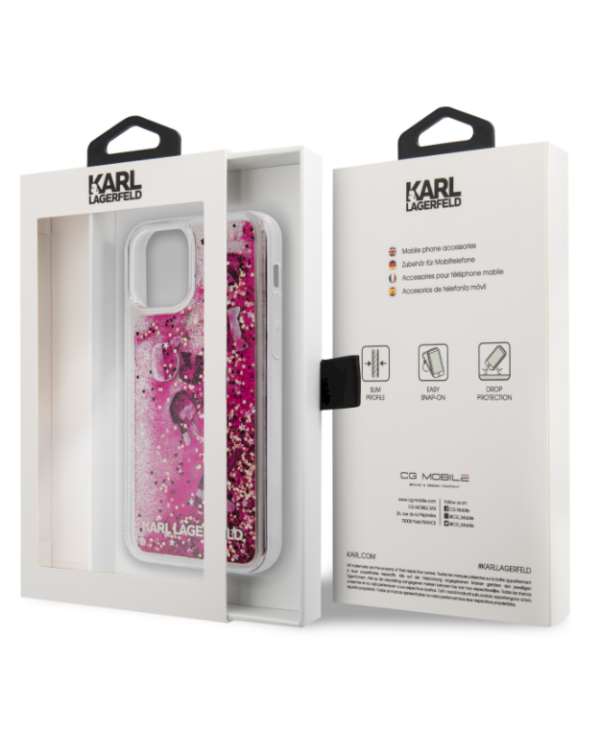 Karl Lagerfeld KLHCP12SROPI Liquid Glitter Charms Cover Чехол для Apple iPhone 12 Mini розовый