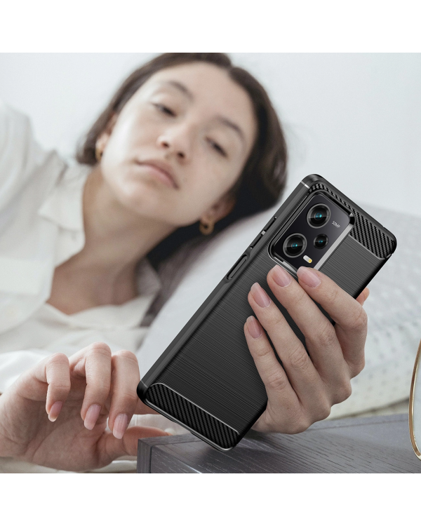 Carbon Case for Xiaomi Poco X5 5G | Redmi Note 12 5G flexible silicone carbon cover black