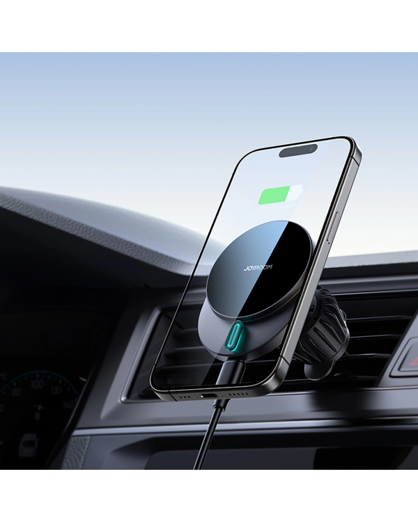 Joyroom JR-ZS409 magnetic holder with 15W inductive charger for car air vent - black