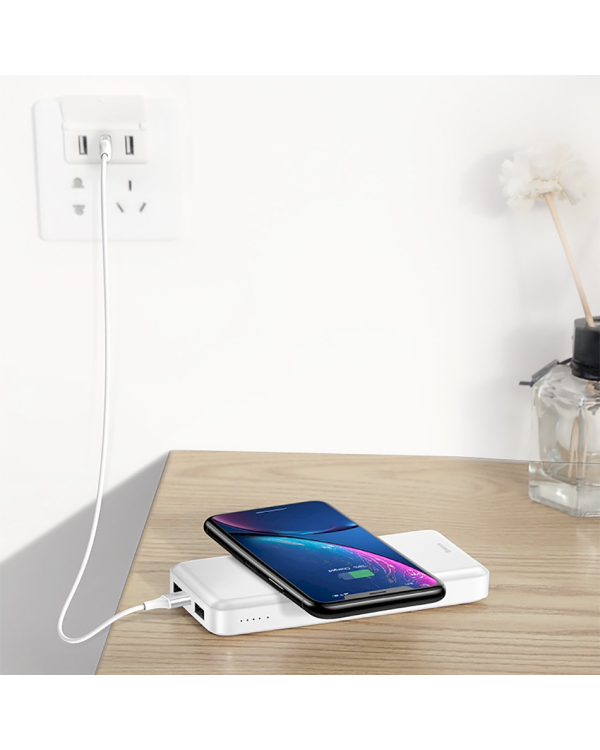 Baseus M36 Портативный аккумулятор 10000 mAh / Wireless Qi / 2 x USB Белый