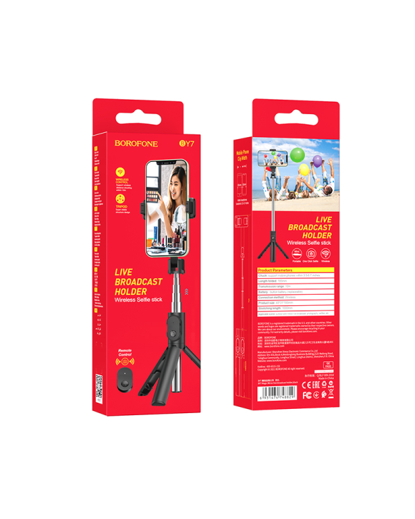 Borofone Selfie Stick BY7 Magic Mirror bluetooth with tripod and remote control black