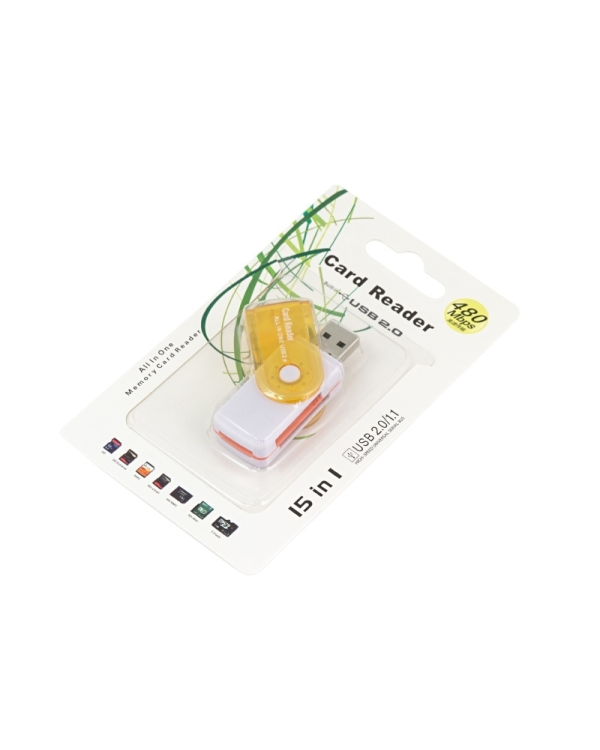 Компактный кардридер Fusion SDHC / Micro SD / SDXC / M2 / TF / оранжевый