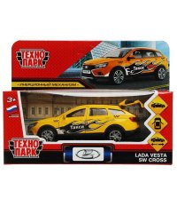 Машина металл LADA VESTA SW CROSS ТАКСИ 12 см, двери, багаж, желтый, кор. Технопарк в кор.2*36шт