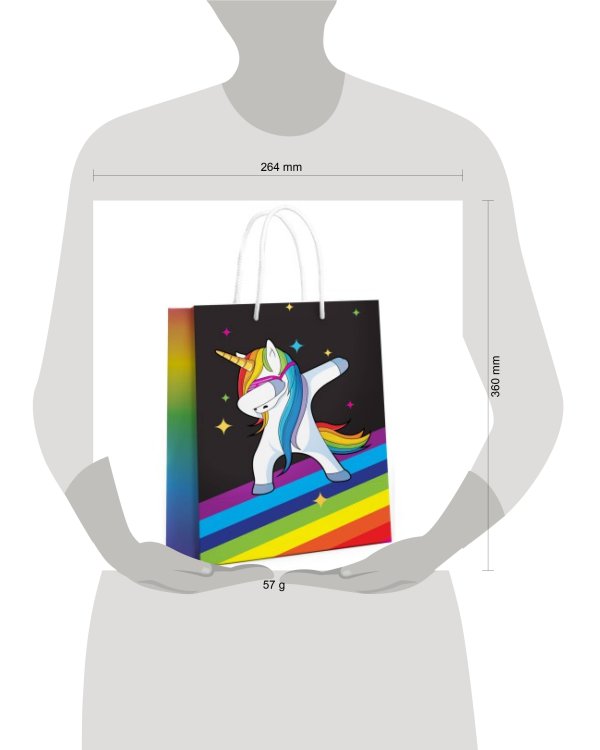 Пакет подарочный Танцующий Единорог, 250*350*100 мм