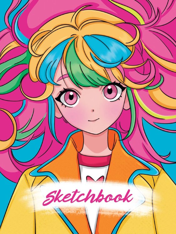СКЕТЧБУК А5. ДЕВОЧКА С ЦВЕТНЫМИ ВОЛОСАМИ (выб.лак)