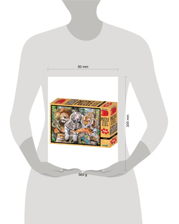 Пазл Super 3D «Кошачий сон», 500 детал., 6+ Размер собранного пазла 61х46см.(арт.10001) игр.-голов.