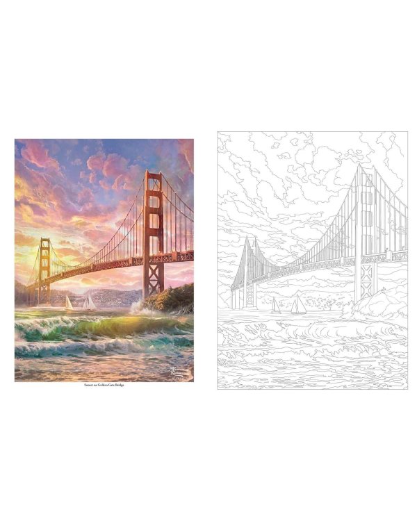 Thomas Kinkade Studios Inspired Destinations: A Coloring Book for Travelers Направления, раскраска для путешественников /Книги на английском языке