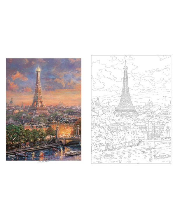 Thomas Kinkade Studios Inspired Destinations: A Coloring Book for Travelers Направления, раскраска для путешественников /Книги на английском языке