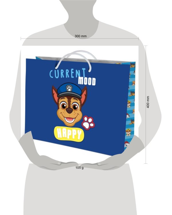 Щенячий патруль.Пакет подарочный большой - 1 (сине -красный),400*300*140 мм